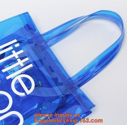 Handle Zipper Lock Cosmetic Pvc Bag With Zip lockkk, beach Bag Chain handle Handbag beach tote bag, jelly tote bag candy ha