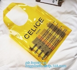 printed handle pvc bag pvc plastic bag, Stand up gift wine bottle packing recyclable PVC loop handle plastic bag, top se