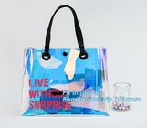 custom pvc handle bag,pvc gift bag, packaging packing handle bag with button close, vinyl clear pvc tote bags, Reusable