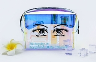 Women makeup organizer travel toiletry bags/ transparent PVC cosmetic, bag with cotton binding, makeup bag pvc cosmetic