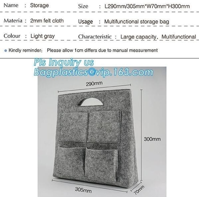 handmade felt shopping bag with handle, ladies fashion felt tote bag with PU handle, OEM gray 2mm thick felt handle fash