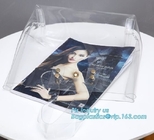Eco-friendly washable kraft paper with PVC handle bag for women, Die cut handle soft PVC packaging bags for tool, handy