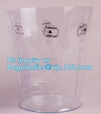 Folding Foldable Bucket Barrel, Waterproof PVC Folding Bucket, PVC Bucket, Round Bucket with Handle Clear PVC Plastics B