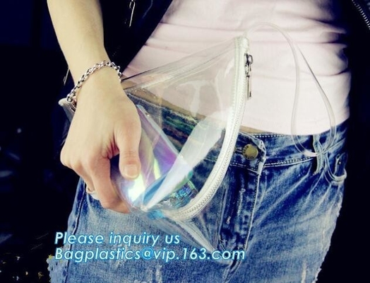 PVC women hologram bag hand clutches see through clear small chain ladies transparent laser handbag, Summer Beach Clear