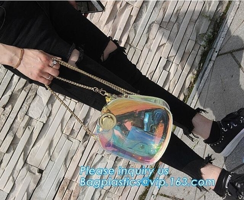 adjustable shoulder strap women nylon pvc tote bag, Summer Beach Clear PVC Shoulder Bag DIY Transparent Clutch Tote Bag