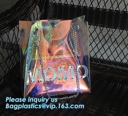 Summer Beach Bag Vinyl PVC Transparent Small Tote Handbags Shopping Shoulder Bags, pvc waterproof shoulder beach bag, pa