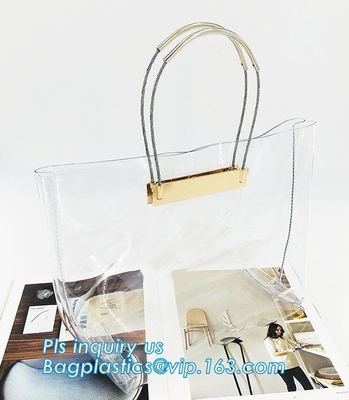 vinyl tote bags transparent pvc handbag, Fashion pvc beach bag summer handbag women, Metallic Transparent PVC Beach Hand