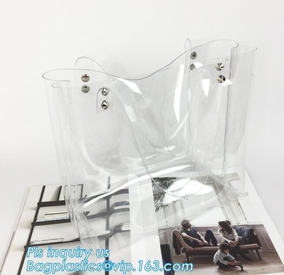 PVC Clear Glitter Chain Shoulder Bag, PVC Shoulder Plastic Beach Bag, clear pvc gift handbags, shoulder beach pvc bags