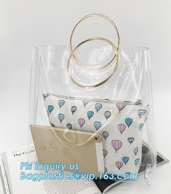 pvc shoulder bag girls one shoulder bag for college, transparent handbag tote shoulder PVC sling clear vinyl beach bag