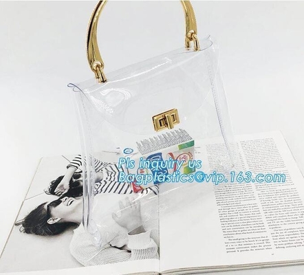 Fashion transparent handbags clear pvc shoulder bag large capacity tote bag for women, shoulder pvc plastic clear pvc be