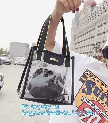 Vinyl PVC Chain Handbag Shoulder Bag for Young Ladies, Studded Clear Tote/PVC shoulder bagClassical Colorful PVC Wallet