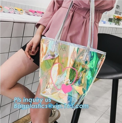 popular bench shoulder bag transparent pvc bag, PVC Tote Bag Shoulder Handbag Transparent PVC Beach Bag, casual beach ba