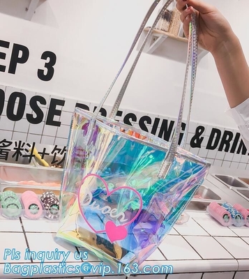 popular bench shoulder bag transparent pvc bag, PVC Tote Bag Shoulder Handbag Transparent PVC Beach Bag, casual beach ba