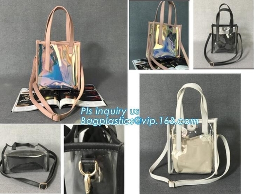 single shoulder pvc women's bag, girls shoulder long strip bag, Summer Detachable Women Transparent PVC Handbag Shoulder