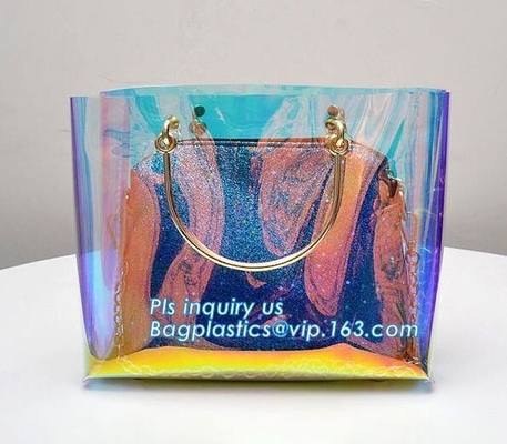 Waterproof transparent pvc shoulder bag beach tote bag, Stylish young outdoor carry clear pvc shoulder bag, PVC Beach To