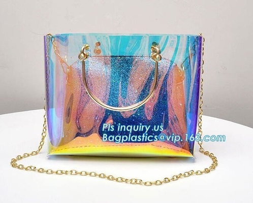 Waterproof transparent pvc shoulder bag beach tote bag, Stylish young outdoor carry clear pvc shoulder bag, PVC Beach To