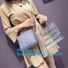 New Design Elegant Transparent Handbags Shoulder Tote PVC Beach Bags for women, PVC Tote Bag Shoulder Handbag Transparen