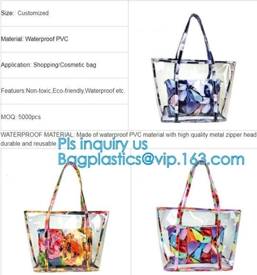 Pvc Customized Women Clear Bag Waterproof Shoulder Bag With Cosmetic, pvc clear beach bags/ pvc shoulder bag factory