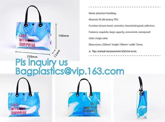 lady woman cosmetic PVC handbag, Fashion Clear Plastic PVC Handbags for Women, Handbags PVC cosmetic bag, HANDLE, CARRIE