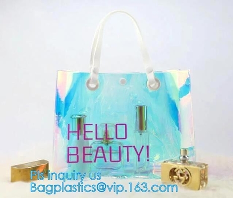 Summer Beach Bag Clear PVC Shoulder Bag new style, Fashion transparent jelly iridescent manufacturer clear shoulder purs