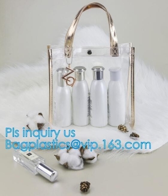 Custom Stadium Tote Bag Clear Shoulder PVC Bag with Zipper, pvc letter bucket bag clear transparent jelly shoulder tote