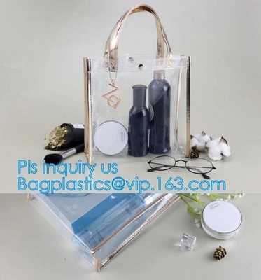 Custom Stadium Tote Bag Clear Shoulder PVC Bag with Zipper, pvc letter bucket bag clear transparent jelly shoulder tote