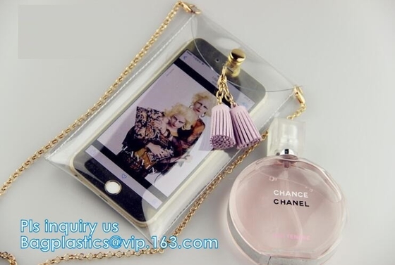 phone purse with cash holder phone case wallet with wrist coin purse, wallet with cell phone pocket, Clear PVC/Vinyl sho