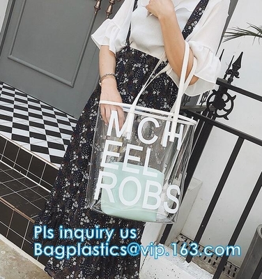 Clear PVC/Vinyl shoulder tote bag, outdoor carry clear pvc shoulder bag, fashion jelly candy bag women pvc clear shoulde