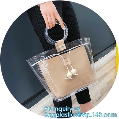 Beauty Flower Color PVC tote shopping bag, PVC Coating 600D Polyester Tote Bag Grocery Bag with Zipper Closing, handle