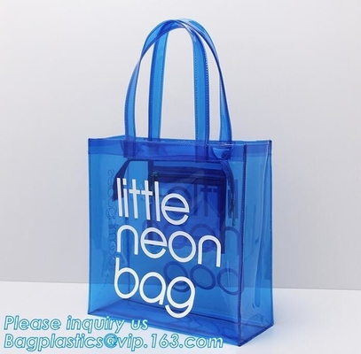 PVC soft pouch bag with round, packaging bag with embroidery recyclable quilt packaging bag, Handle Bag, PVC Shopping Ba