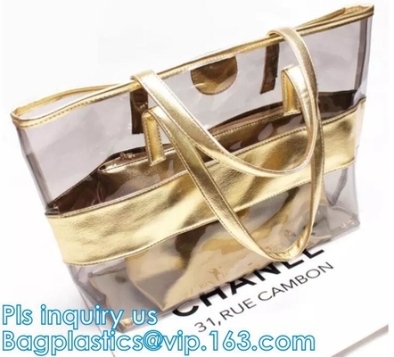 Shinning PVC Metal Chain Girls Fashion Mini Handbags, Fashionable Women PVC tote bags jelly candy handbag, tote shopper