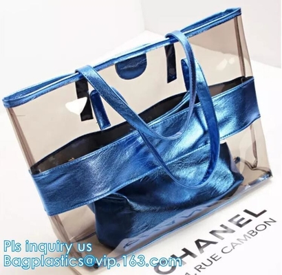 Shinning PVC Metal Chain Girls Fashion Mini Handbags, Fashionable Women PVC tote bags jelly candy handbag, tote shopper