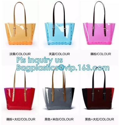 PVC Shopping Bag Security Work Tote Shoulder Bag Womens Handbag, pvc transparent women summer handbag, tote shopper bags