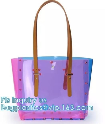 PVC Shopping Bag Security Work Tote Shoulder Bag Womens Handbag, pvc transparent women summer handbag, tote shopper bags