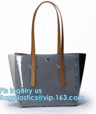 PVC Shopping Bag Security Work Tote Shoulder Bag Womens Handbag, pvc transparent women summer handbag, tote shopper bags