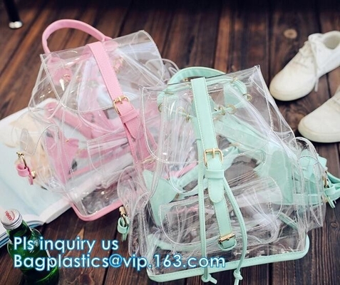 backpack wholesale with padded straps, Promotional Transparent PVC School Backpack with Customized Logo Clear Children B