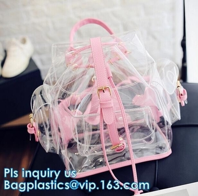 backpack wholesale with padded straps, Promotional Transparent PVC School Backpack with Customized Logo Clear Children B