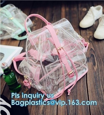 backpack wholesale with padded straps, Promotional Transparent PVC School Backpack with Customized Logo Clear Children B