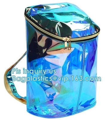 promotional clear waterproof plastic cosmetic packaging handle zipper top pouch printed transparent pvc bag, Cosmetic Ba