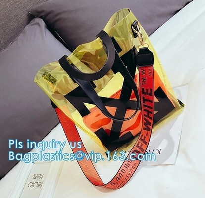 Bow Handle Hanger Zipper Lock Cosmetic Pvc Bag With Zip lockkk, handle bag gift clear vinyl plastic packaging zipper bags w