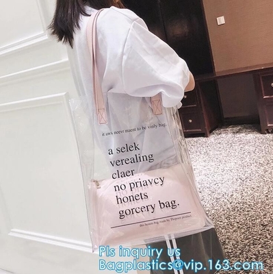 Toiletry Cosmetic Pvc Handle Bag, pvc bag withTube handle custom popular pvc bag wholesale, Waterproof Transparent Cosme