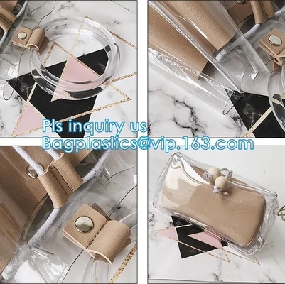 EVA pvc lady packing handbag, Online shop china fashion transparent PVC ladies handbag, holographic handbag, Cosmetic Tr