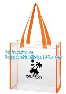 beach bikini PVC tote handle plastic packaging bags, travel wash organizer bag handle zipper cosmetic bags, cosmetic bag