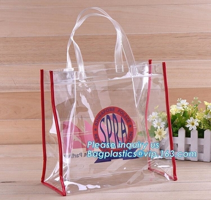 PVC and non woven zippered apparel packaging bag, gift package bag with handle, bags with zipper and sewn handle, carry