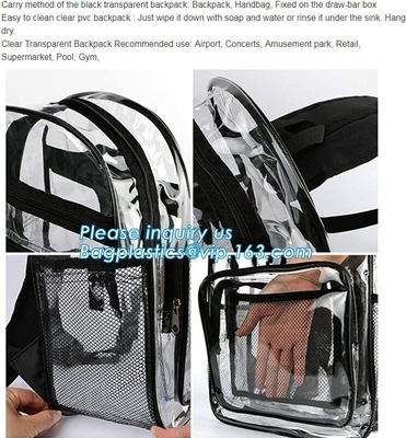 High School Pvc Backpack Bag In Bag In America With Cosmetic Bag, Clear pvc backpack, clear plastic bags, clear backpack