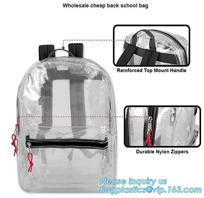 High School Pvc Backpack Bag In Bag In America With Cosmetic Bag, Clear pvc backpack, clear plastic bags, clear backpack