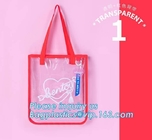 Shoulder Tote Pouch Clear PVC Beach Bag With Interior Pocket Handbag Totes With Zipper Carry Shopping Bag