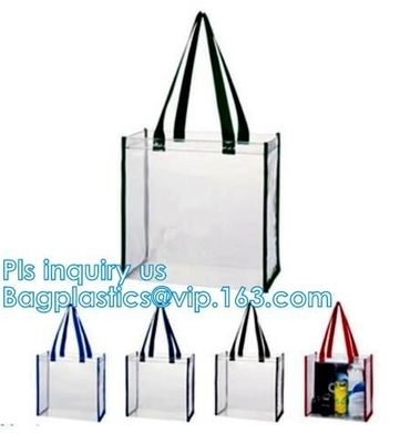 Promo PVC Plastic Shopping Handle Bag, Handling clear pvc blanket bags, handle reusable clear vinyl pvc cosmetic bags fo