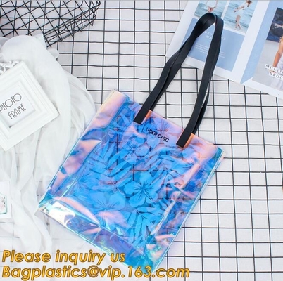 Biodegradable Plastic Shopping Bags Folding Tote Swimsuit Clear Vinyl  Makeup Set Zipper