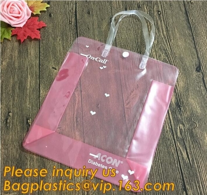 Environmental Biodegradable Shopping Bags PVC Clear Packaging Toy Storage Handle